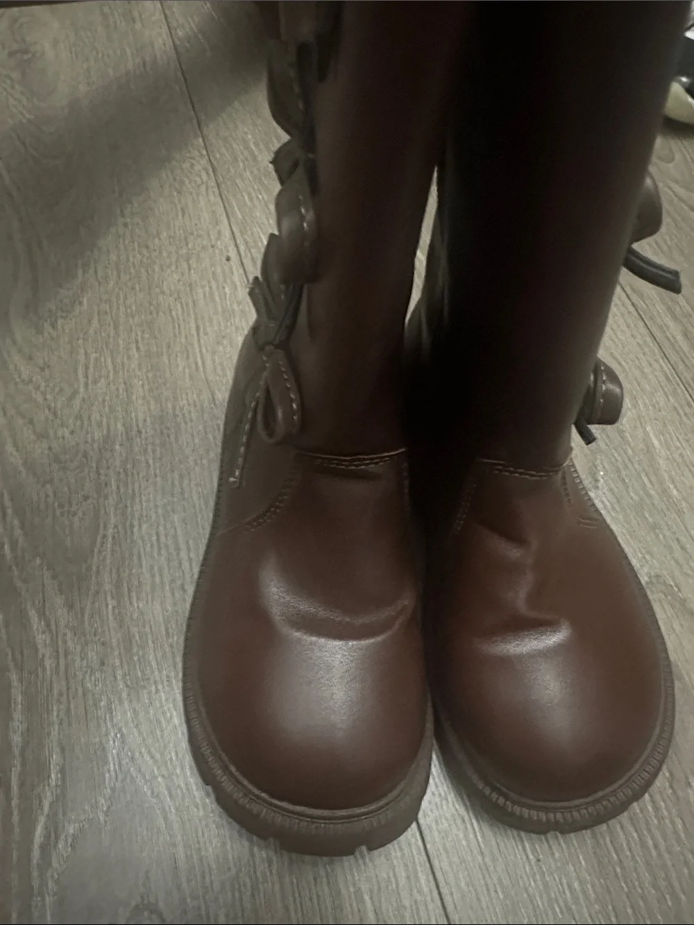Brown Bow Accent Tall Boots